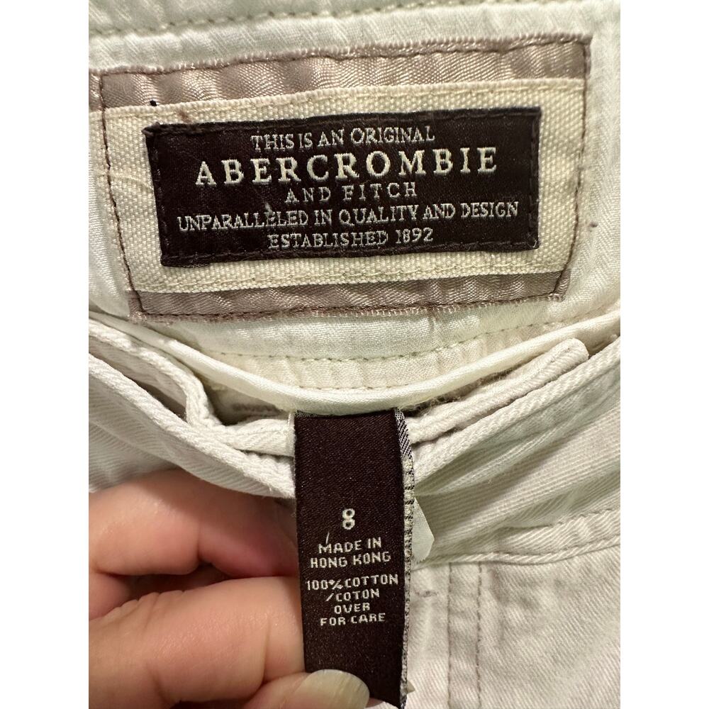 Y2K Abercrombie & Fitch Low Rise Hip Hugger Flare Pants Cream Cotton Size 8 - Picture 9 of 10